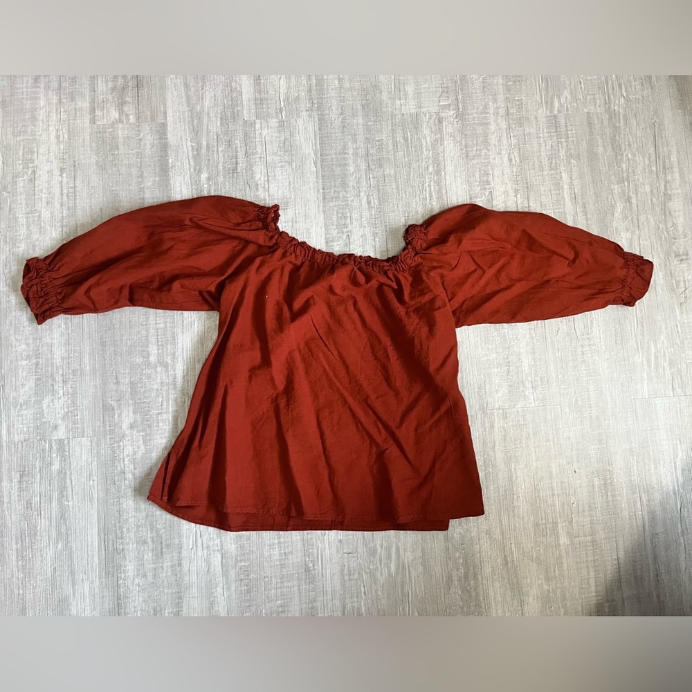 Burnt Orange Cold Shoulder Top